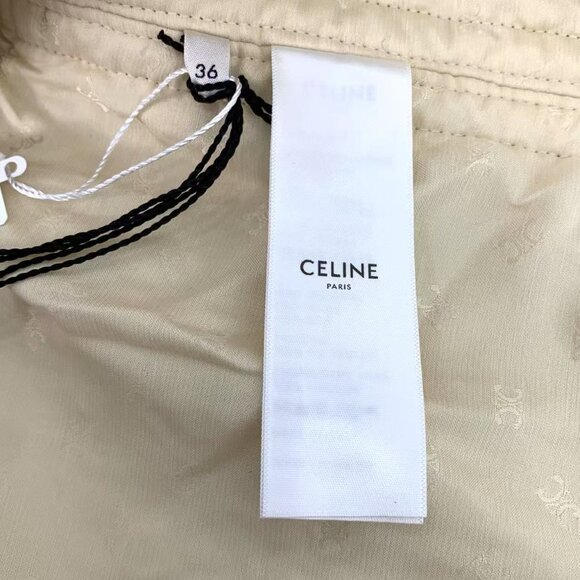 Celine Quilted Cream Jacket With Black Trim Button Closure Long Sleeves Round Ne - Picture 7 of 8